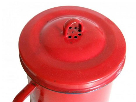 Vintage vetpot van rood emaille - 3