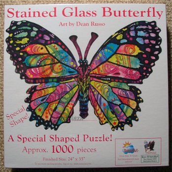 SunsOut - Stained Glass Butterfly - 1000 Stukjes Nieuw - 2