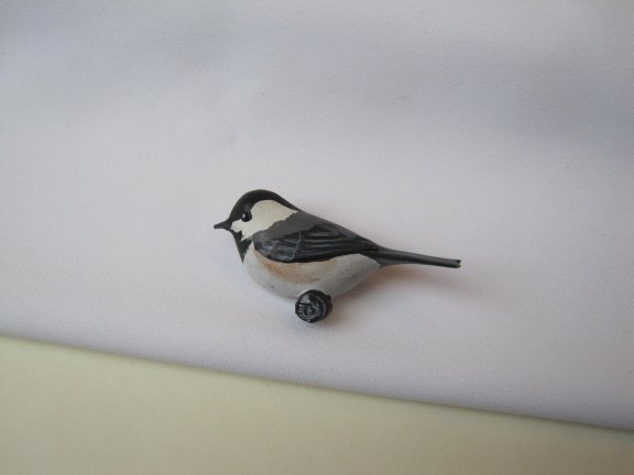 Broche houten mus/mees vogel 4.1x2.1 cm. - Afbeelding 8