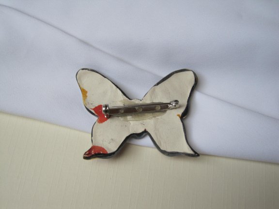 Broche keramiek porselein vlinder 6.2x4.6 cm - Afbeelding 4