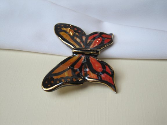 Broche keramiek porselein vlinder 6.2x4.6 cm - Afbeelding 5