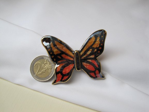 Broche keramiek porselein vlinder 6.2x4.6 cm - Afbeelding 2
