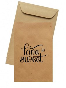 Kraft zakjes love is sweet 14.5x9.5cm (10 stuks)