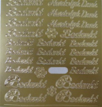 Stickervel --- TEKSTEN --- Bedankt en meer... --- nr. 207 --- GOUD - 3