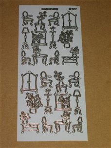 Stickervel --- MEUBELS --- Nr. 1087 --- MINIATUUR AFBEELDINGEN --- WIT