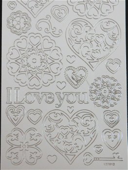 Stickervel --- LOVE --- nr. 127012 --- DIVERSE AFBEELDINGEN --- WIT-ZILVER - 3