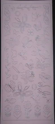 Stickervel --- DIEREN --- VLINDERS en BLOEMEN --- nr. 123604 --- ZALMROZE-ZILVER - nr. 1