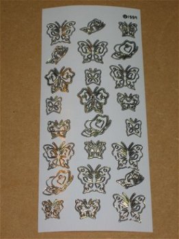 Stickervel --- DIEREN --- VLINDERS --- Nr. 1559 --- WIT-GOUD - 0