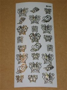 Stickervel --- DIEREN --- VLINDERS --- Nr. 1559 --- WIT-GOUD