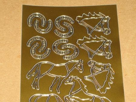 Stickervel --- DIEREN --- PAARDEN en HOEFIJZERS --- Nr. 211 --- GOUD - 2