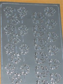 Stickervel --- BLOEMEN --- Nr. 1663 --- ROZEN --- ZILVER - 2