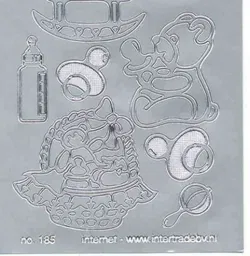 Stickervel --- BABY --- nr. 185 --- DIVERSE AFBEELDINGEN --- ZILVER