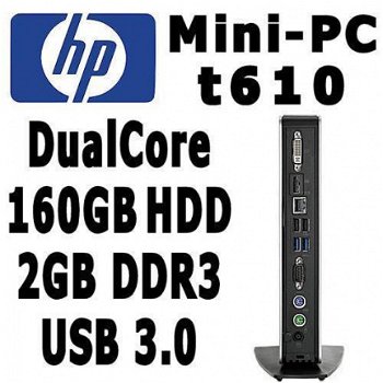 HP t610 Mini-PC Dual-Core 1.65Ghz | 160GB HDD | USB3 | SATA - 2