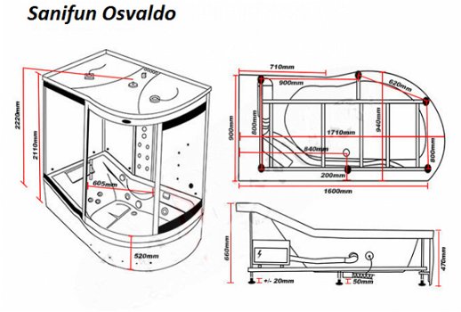 Sanifun whirlpool - douchecabine Osvaldo 1700 x 940 - 7