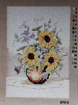 VOORBEDRUKT BORDUURSTRAMIEN ,VAAS met ZONNEBLOEMEN 570-5 - nr. 1