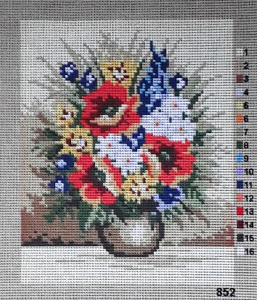 VOORBEDRUKT BORDUURSTRAMIEN ,VAAS met BLOEMEN 852 - nr. 1