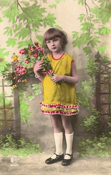 Kinderkaart - meisje met bloemen