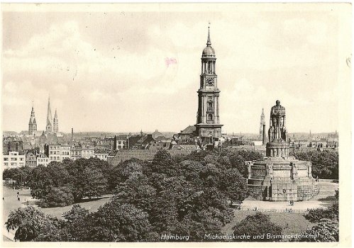 Hamburg, Michaeliskirche und Bismarckdenkmal - 1