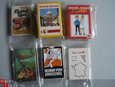 6 kwartetspelen sijthof pers ,suske en wiske, tarzan. wijnsp - nr. 1
