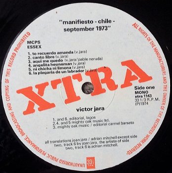 LP Victor Jara - Manifesto - 2