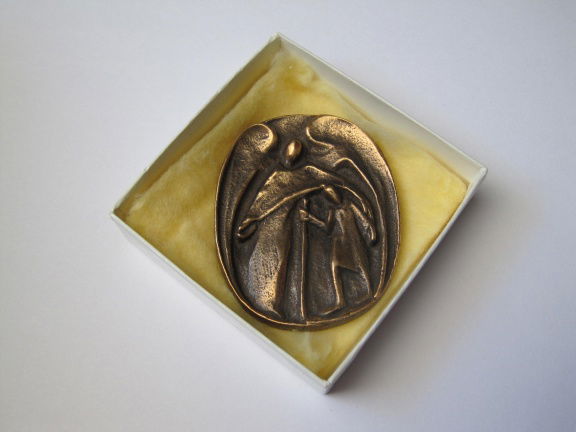 Pelgrimage brons religie plaque 5.5x4.4 cm - nr. 1