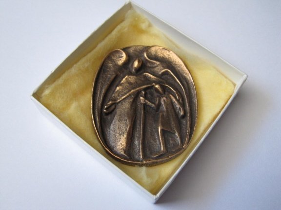 Pelgrimage brons religie plaque 5.5x4.4 cm - Afbeelding 5