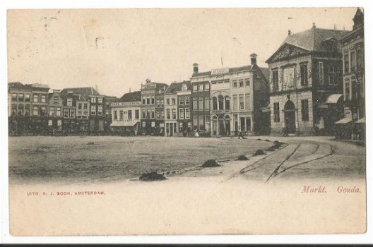 Antiek ansichtkaart Gouda: Markt, 1904 - 1