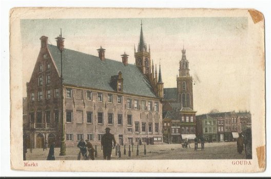 Oude ansichtkaart Gouda : Markt - 1