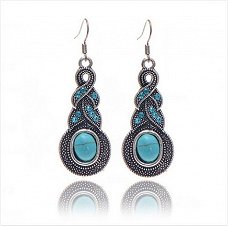 1001 oorbellen india zilver met turquoise steen