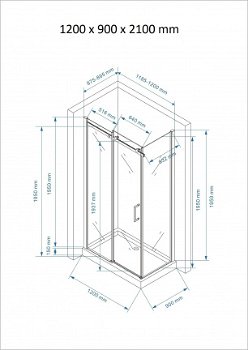 Sanifun douchecabine Angelo L 1200 x 900 HT mat glas - 8