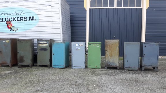 Industriekast metaal Vintage locker klein Ex-werkkast oud Fabriekskasten - 3