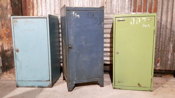 Industriekast metaal Vintage locker klein Ex-werkkast oud Fabriekskasten - 5