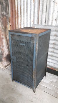 Industriekast metaal Vintage locker klein Ex-werkkast oud Fabriekskasten - 7