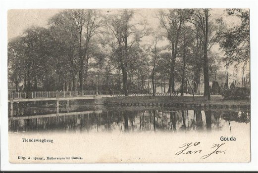 Oude ansichtkaart Gouda : Tiendewegbrug - 1