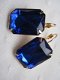 1001 oorbellen blauw kristal goud klapoorhaken vintage retro - 1 - Thumbnail