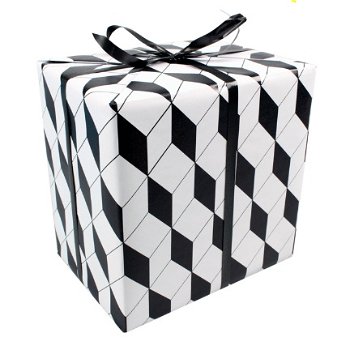 Cadeaupapier inpakvellen zwart wit ruit 30x50cm 4 vellen cadeau papier - 1