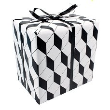 Cadeaupapier inpakvellen zwart wit ruit 30x50cm 4 vellen cadeau papier