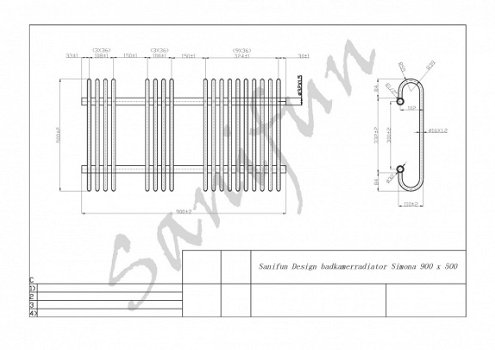 Sanifun design badkamerradiator Simona Chroom 1200 x 500 - 4