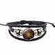 Sri Yantra armband van zwart gevlochten leer - 1 - Thumbnail