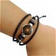 Sri Yantra armband van zwart gevlochten leer - 2 - Thumbnail
