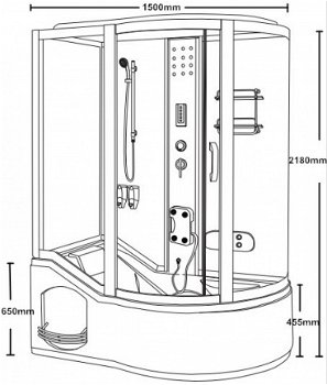 Sanifun stoomcabine Jovani 1500 x 900 - 8