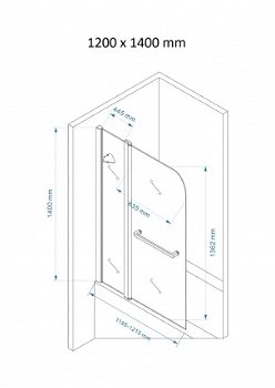 Sanifun badwand Eloisa mat glas L 1400 x 1200 - 7