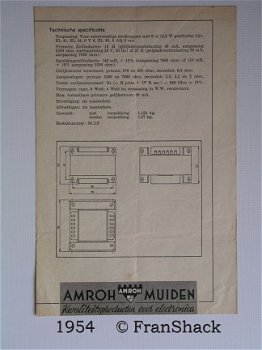 [1954] Technische informatie Mu-ZED Uitgangstrafo U72, bulletin, AMROH, - 4