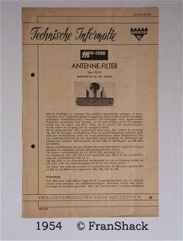 [1954] Technische informatie Mu-CORE Antenne-Filter, bulletin 1D4, AMROH, - 1