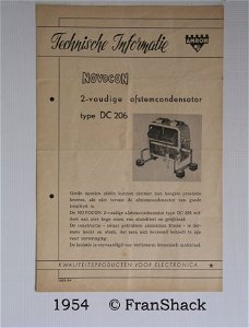 [1954] Technische informatie NOVOCON Afstemcondensator, bulletin, AMROH,