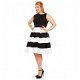 Dolly and Dotty, Anna Striped Dress in Black/ White. Swing jurk met zwart lijfje. - 5 - Thumbnail