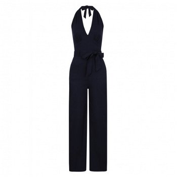 Collectif, Bella Jumpsuit. Leuke pinup jumsuit in navy blauw. - 2