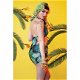 Collectif, Green Palm Skirted Swimsuit. Vintage halter badpak in palm print. - 4 - Thumbnail