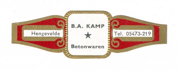 Zonder merk (type Carl Upmann) - Reclamebandje B A Kamp Betonwaren, Hengevelde - 1