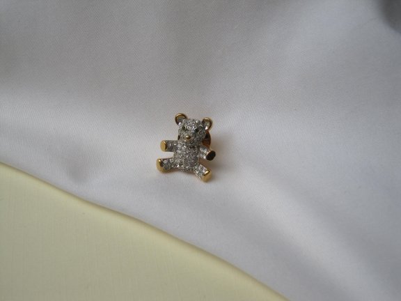 Broche steek pin Swarovski kristal kleine beer 1.8x1.7 cm - Afbeelding 3